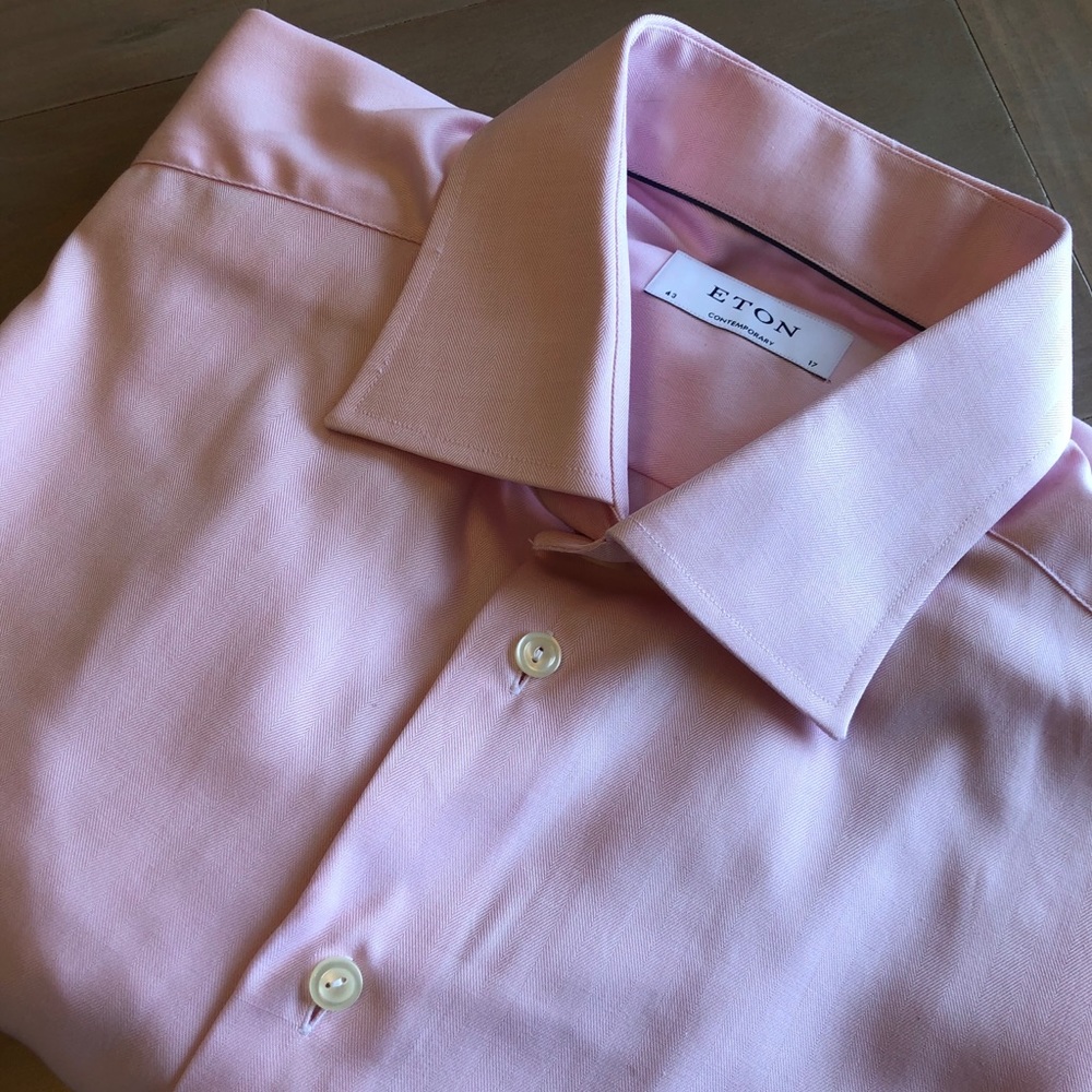 Eton lavender herringbone twill dress shirt 17 43